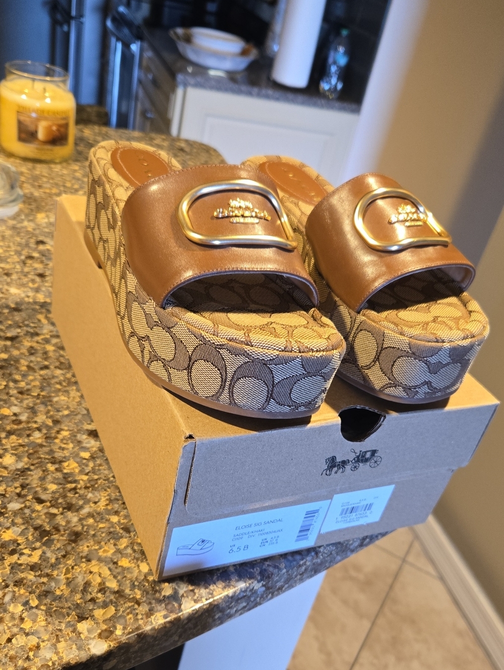 Coach Brown Signature Mules
